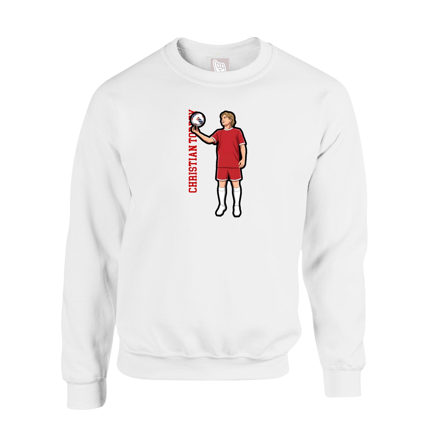 Fleece Crew — Name Vertical in White