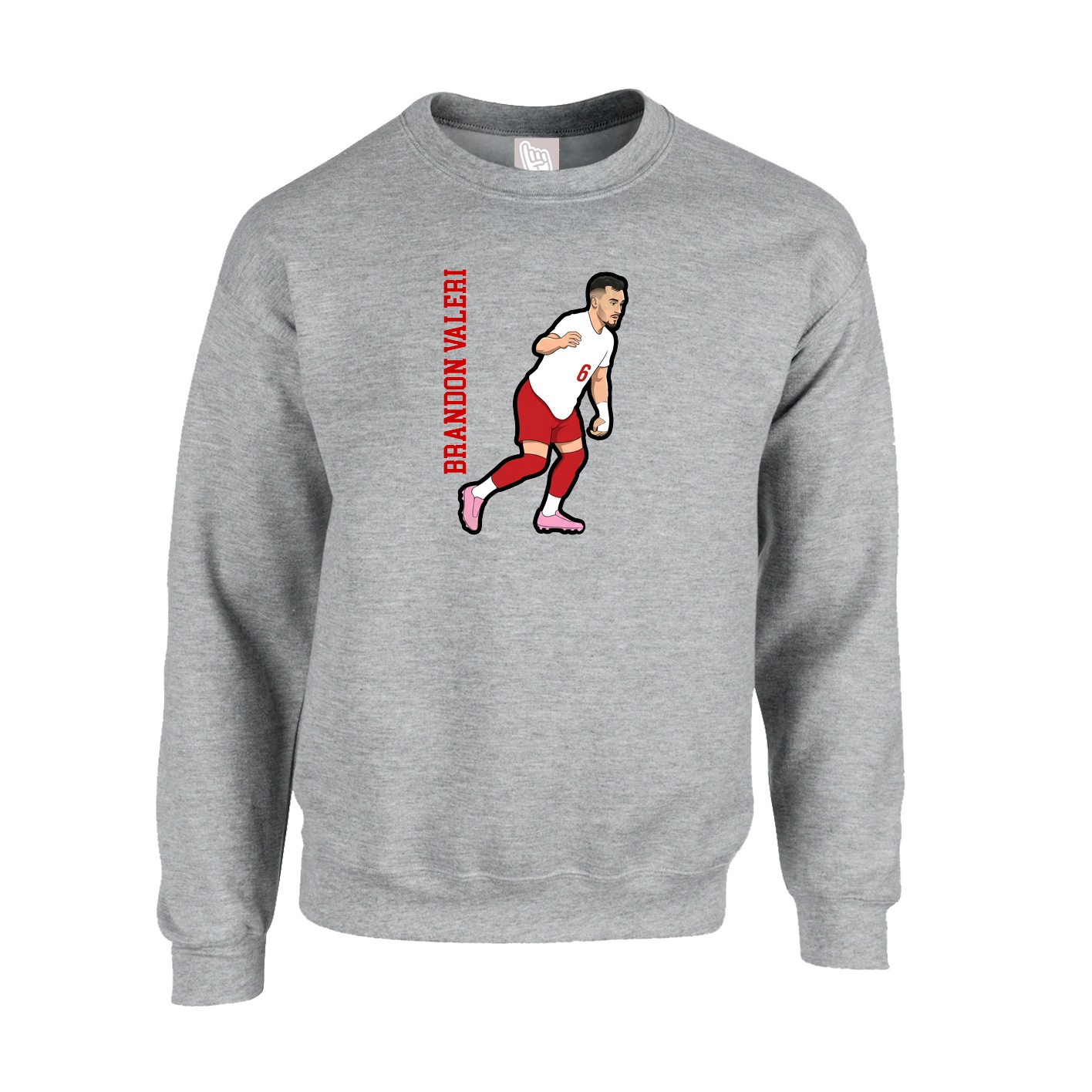 Fleece Crew — Name Vertical in Grey