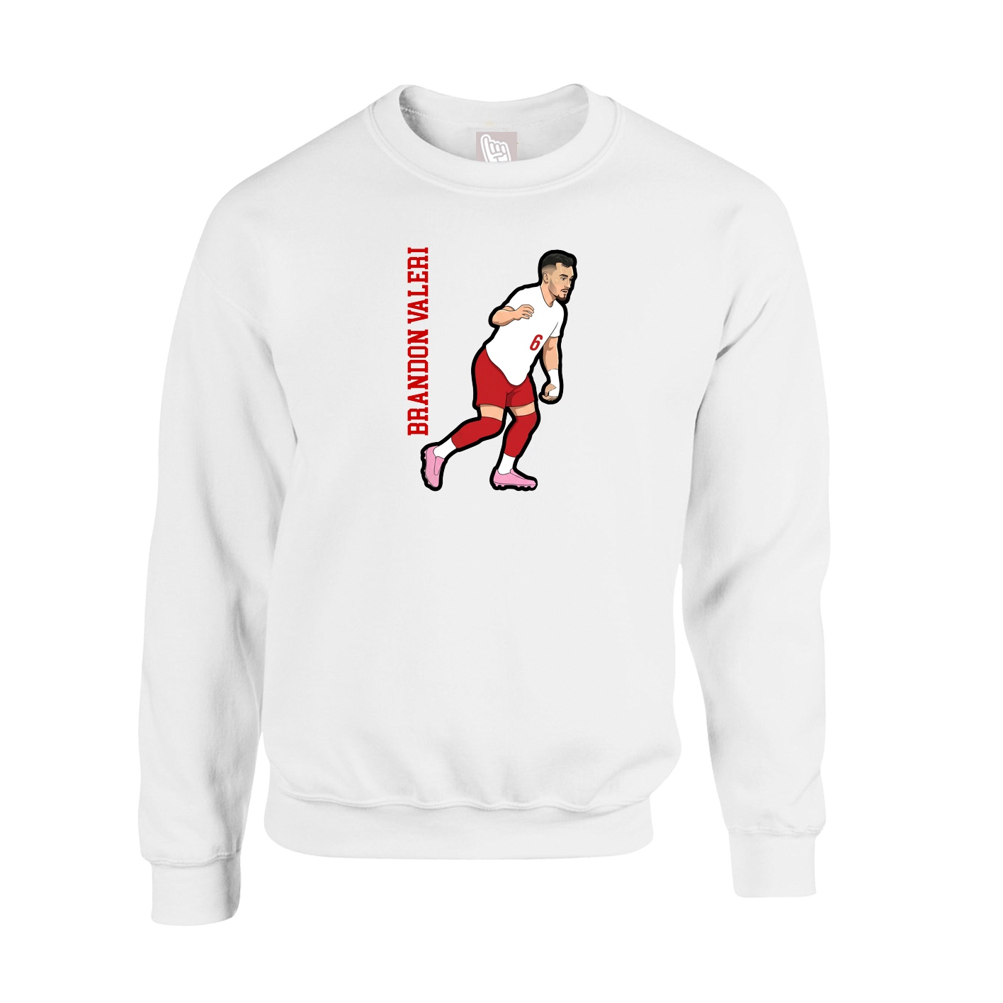 Fleece Crew — Name Vertical in White