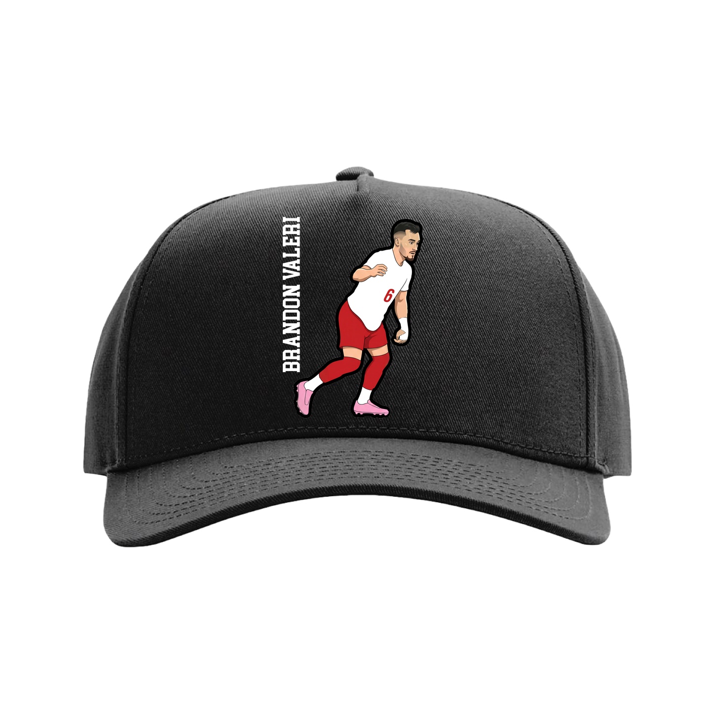 Full Fabric Five-Panel Champ Cap — Name Vertical in Black