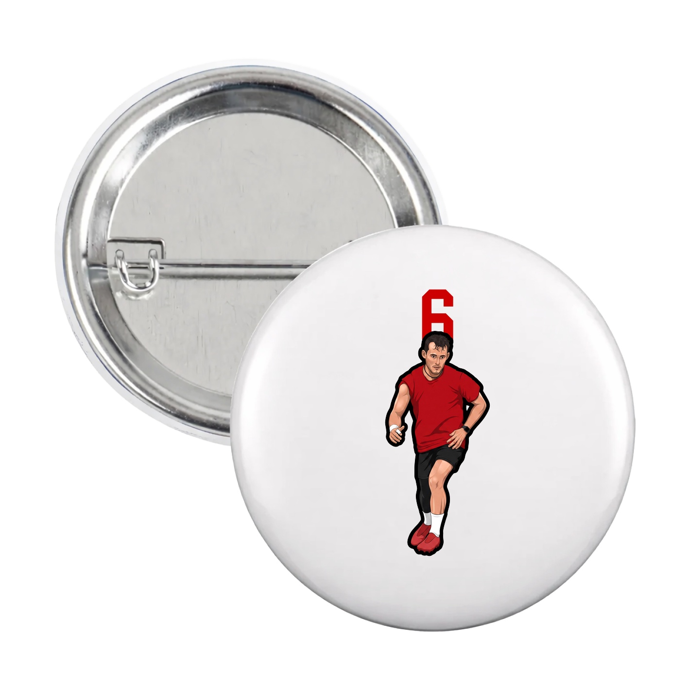 Game Day Button — Number Top in White
