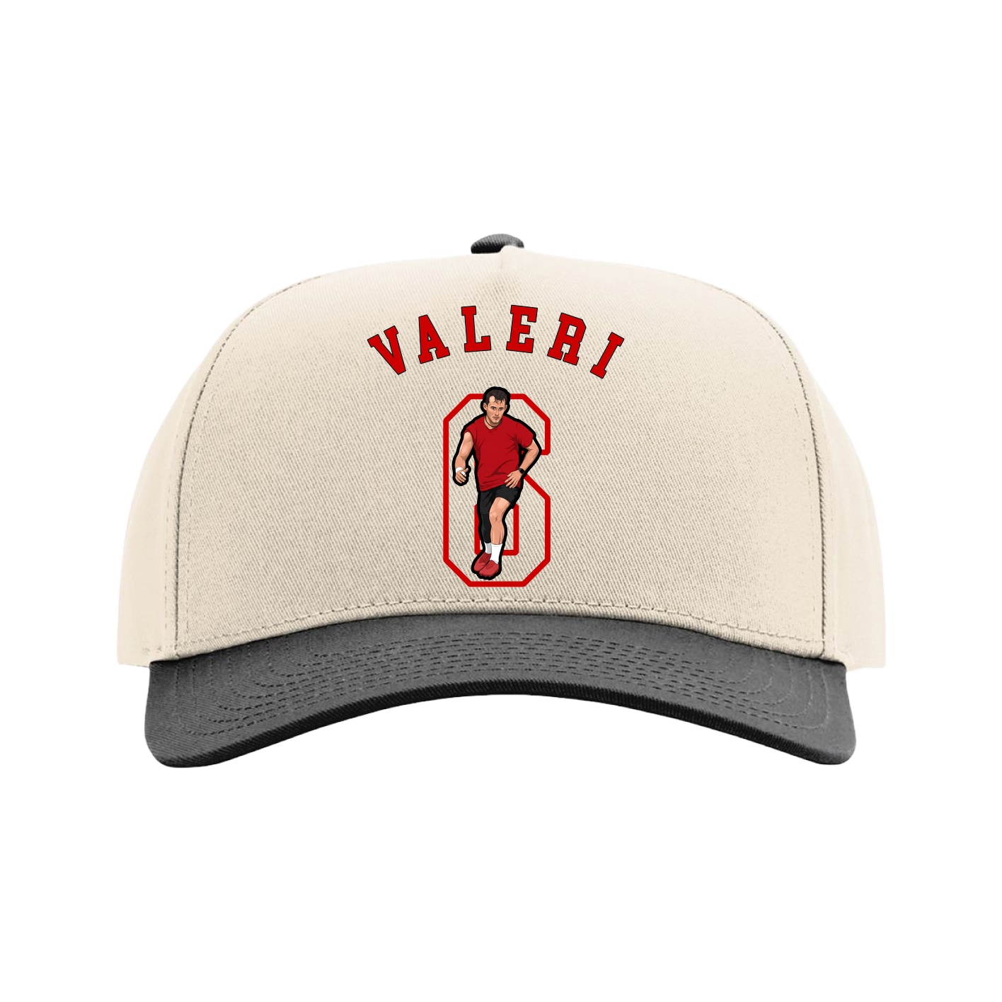 Full Fabric Five-Panel Champ Cap — Shirsey Arch in Cream/Black
