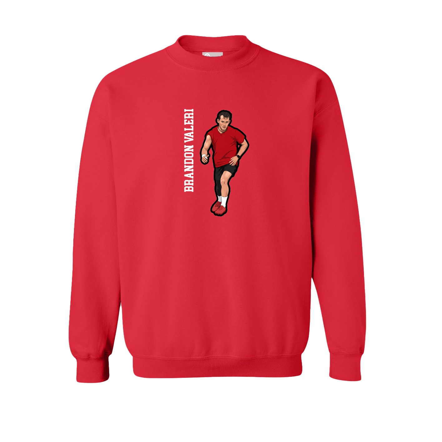 Fleece Crew — Name Vertical in Red