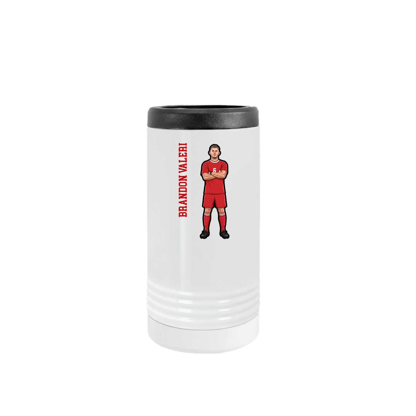 Slim Beverage Holder — Name Vertical in White