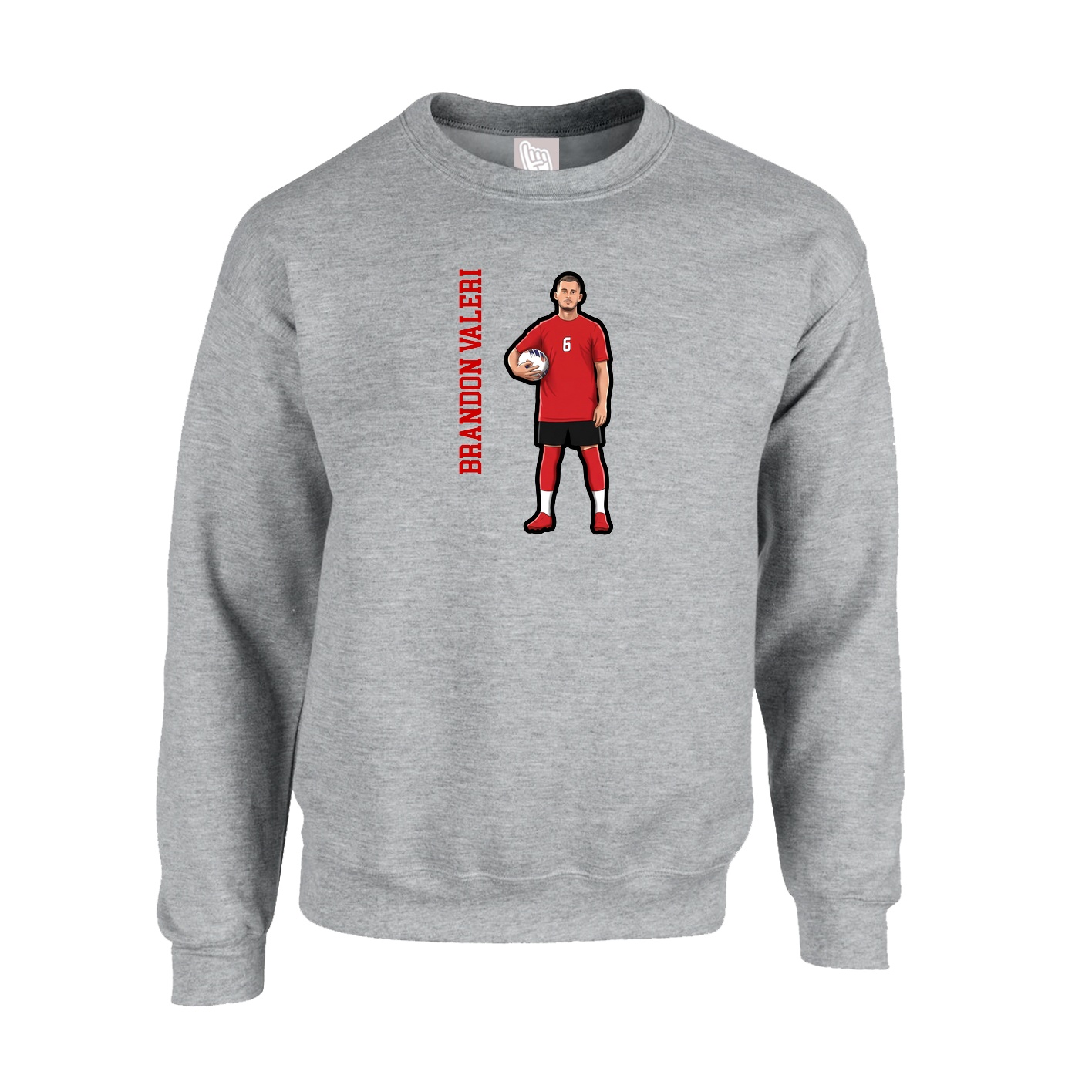Fleece Crew — Name Vertical in Grey
