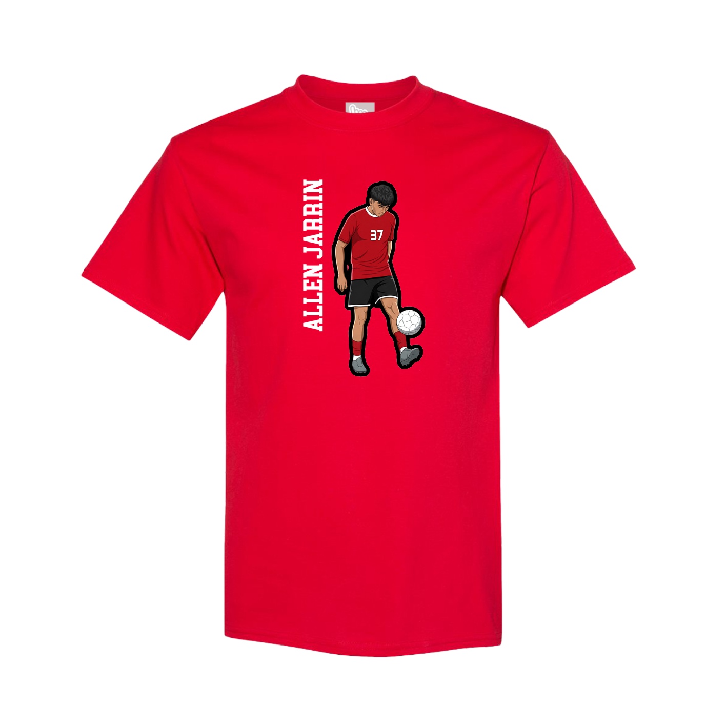 Youth Tee — Name Vertical in Red