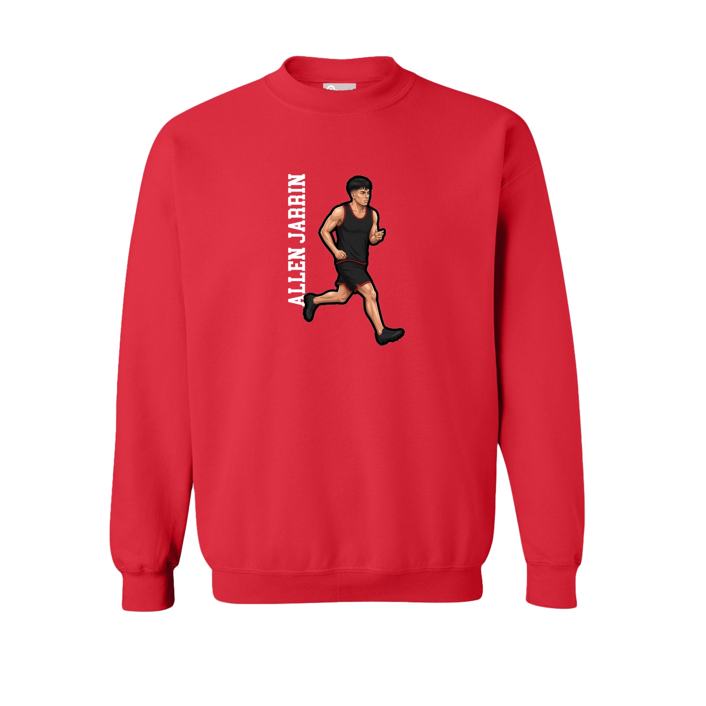 Fleece Crew — Name Vertical in Red
