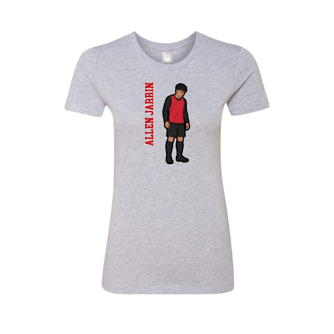Fitted Women's Tee — Name Vertical in Grey