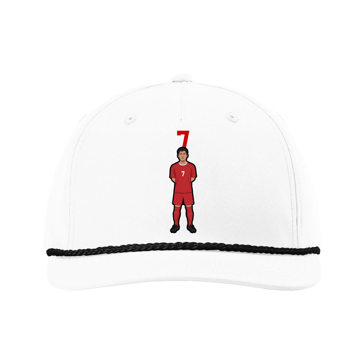 Five-Panel Classic Rope Cap — Number Top in White