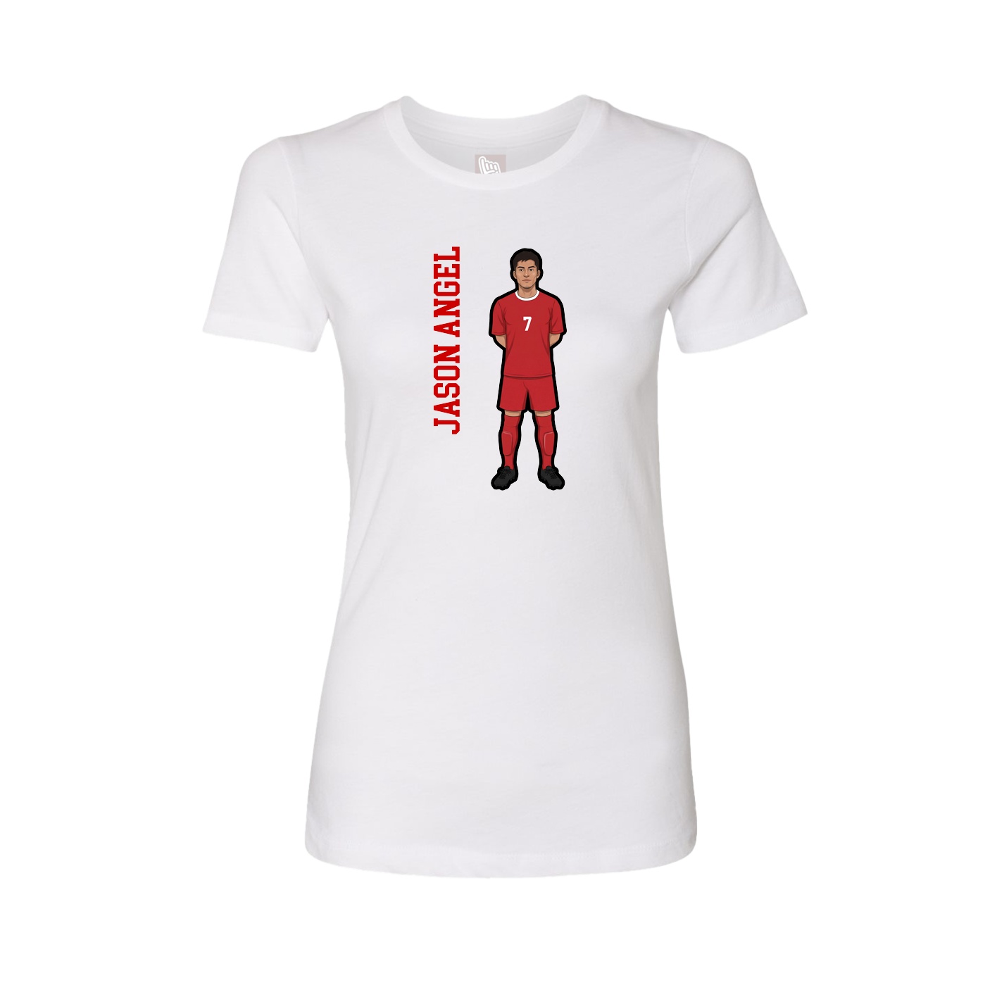 Fitted Women's Tee — Name Vertical in White