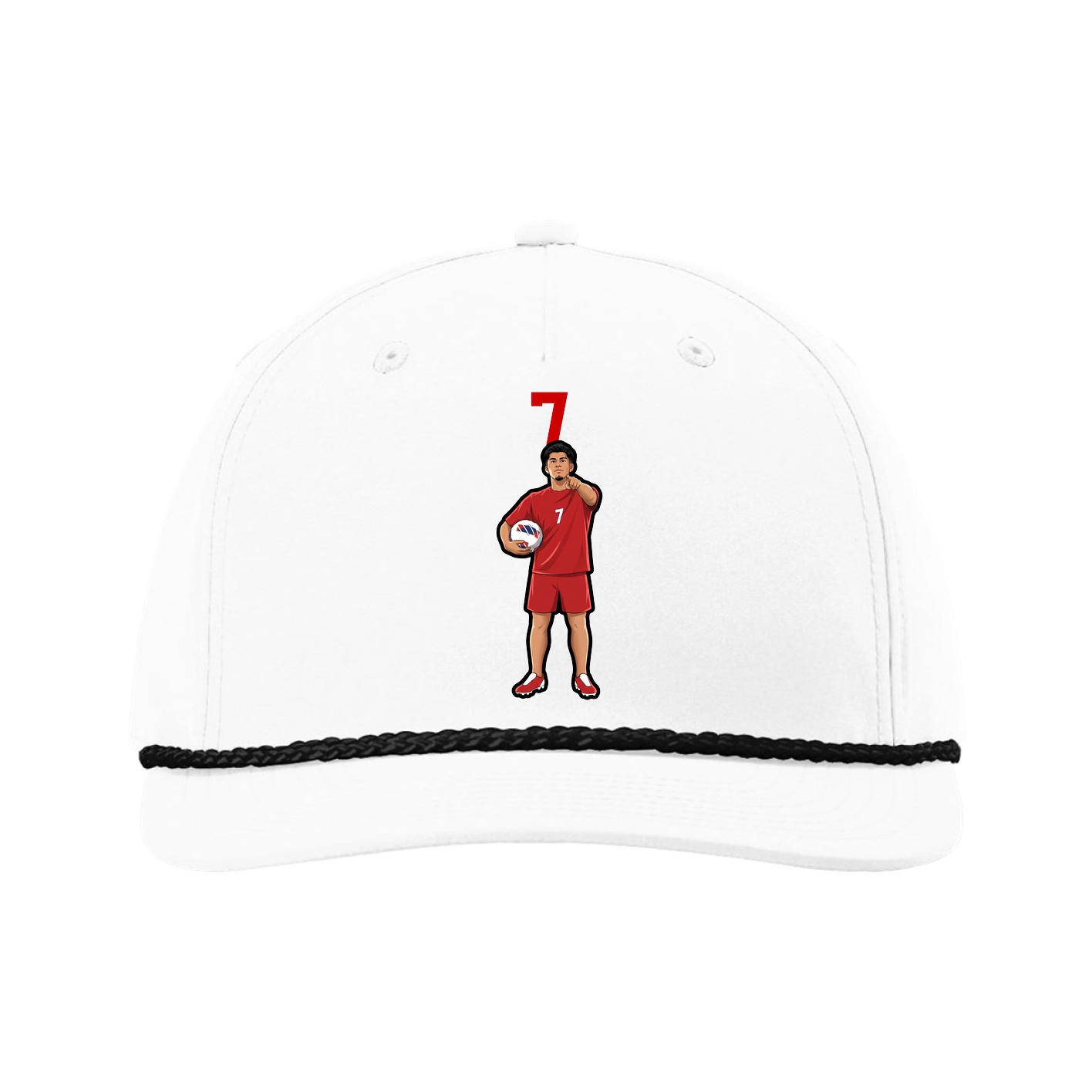 Five-Panel Classic Rope Cap — Number Top in White