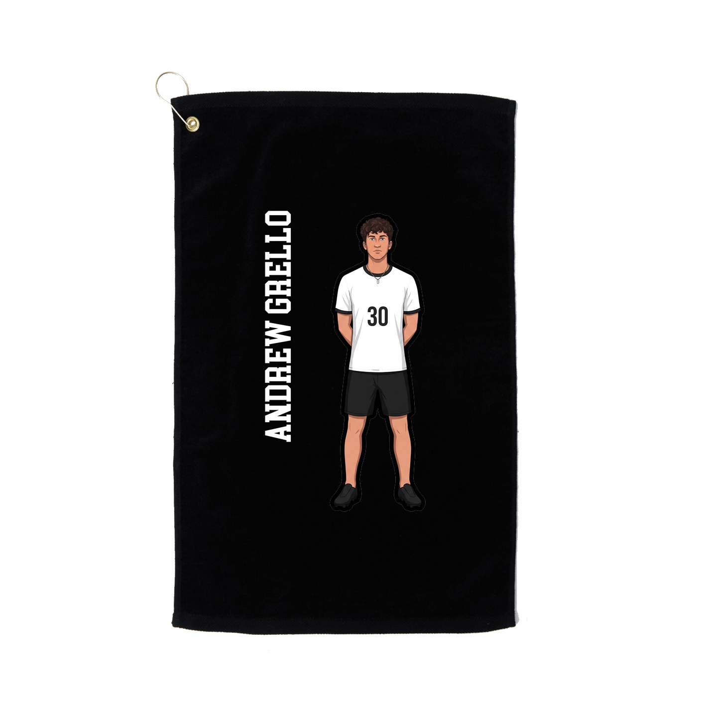Golf Towel — Name Vertical in Black