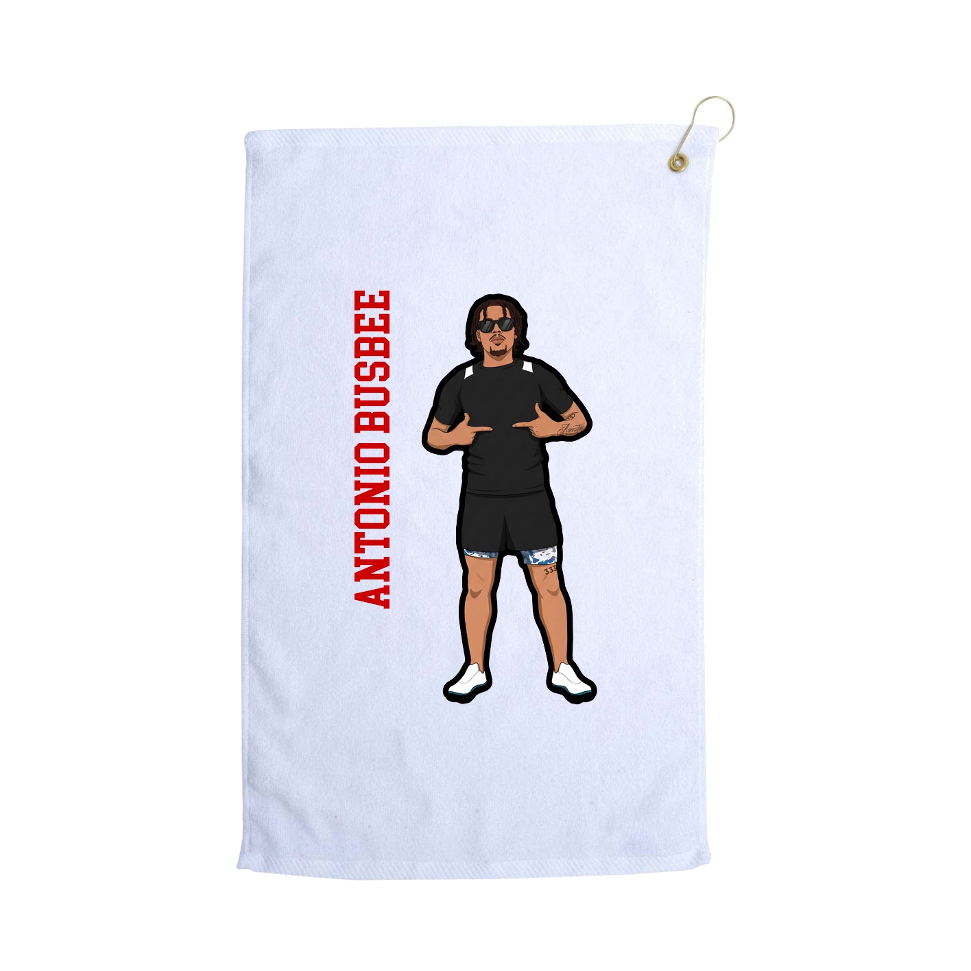 Golf Towel — Name Vertical in White
