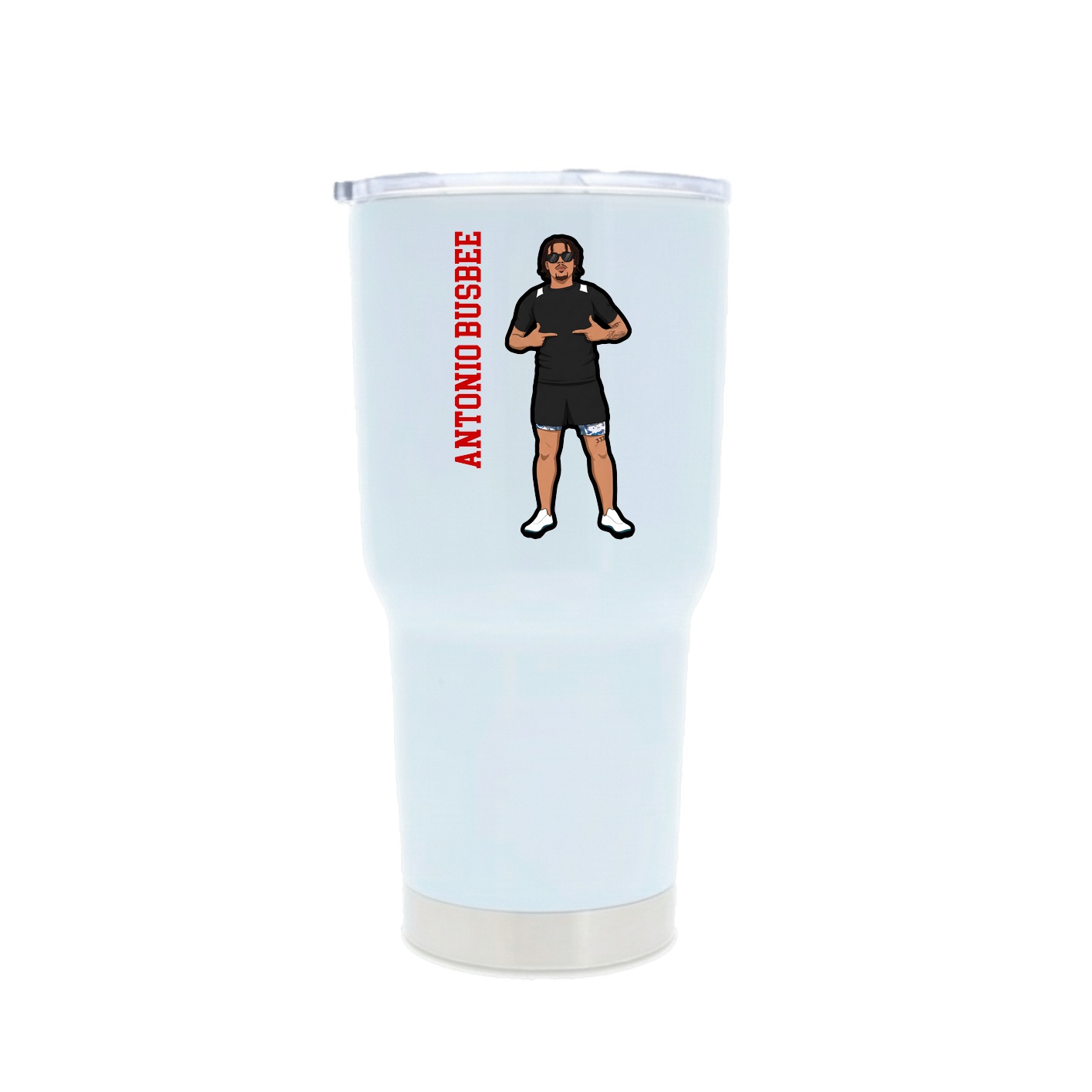 30oz Stainless Steel Tumbler — Name Vertical in White