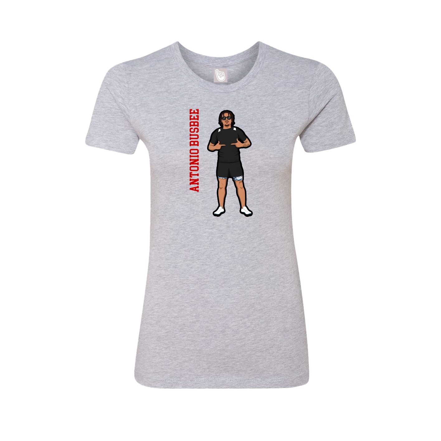 Womens Tee — Name Vertical in Grey