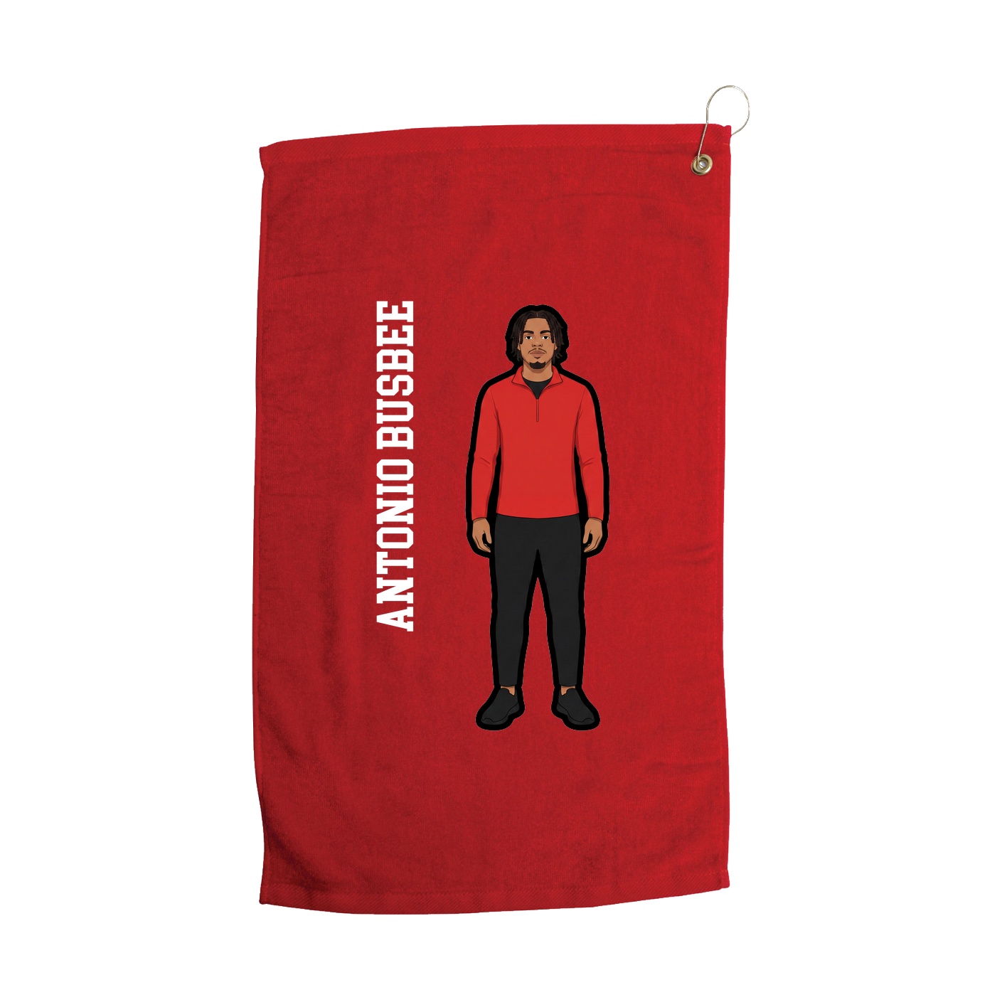 Golf Towel — Name Vertical in Red