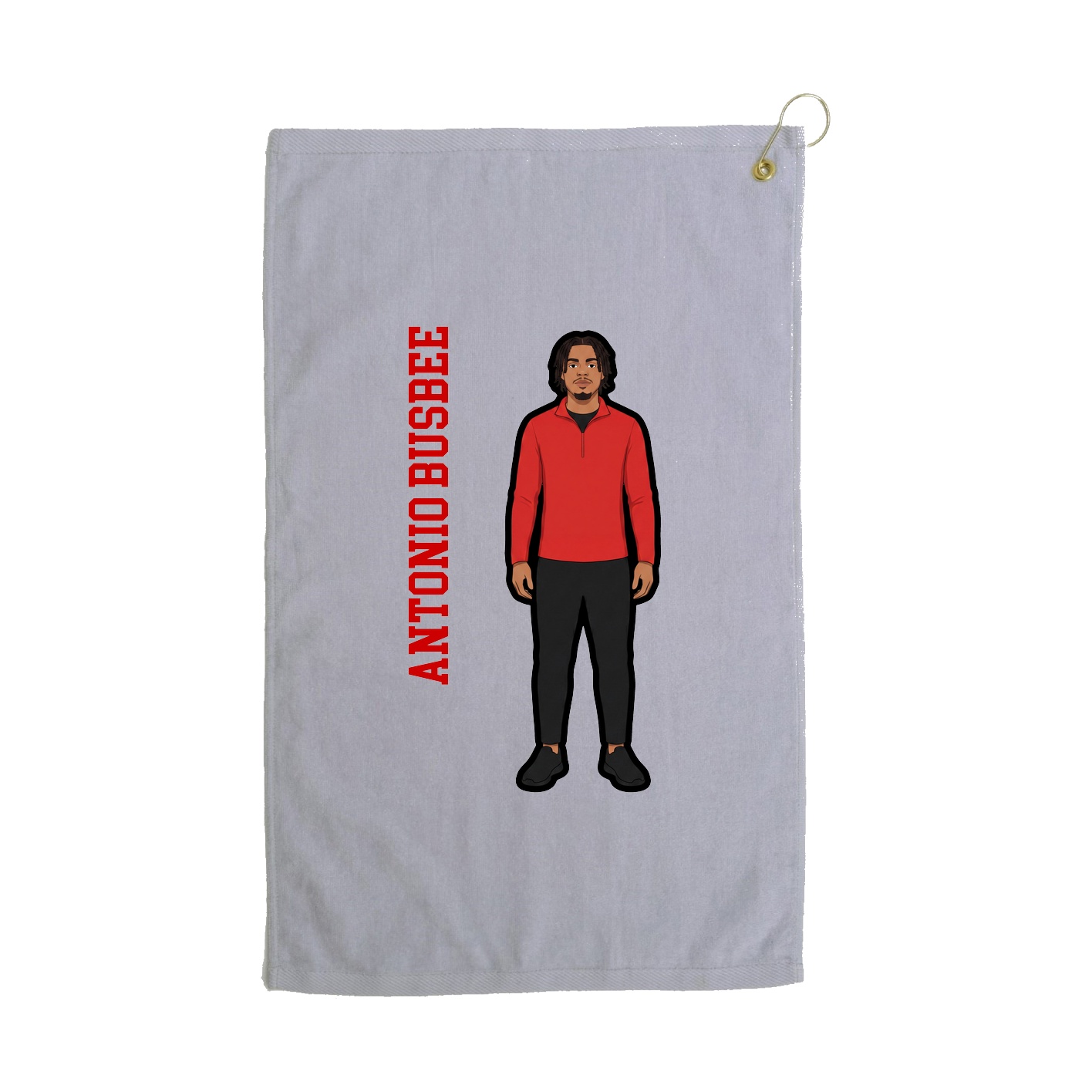 Golf Towel — Name Vertical in Grey