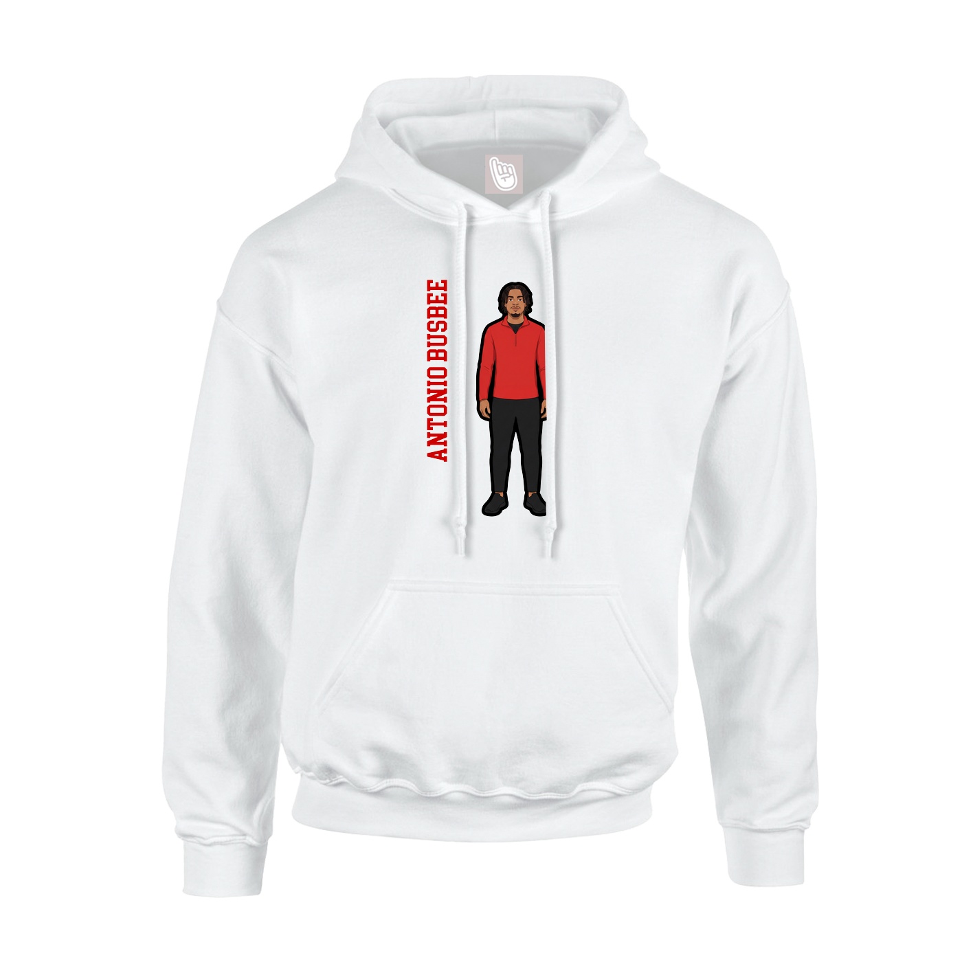 Youth Hoodie — Name Vertical in White