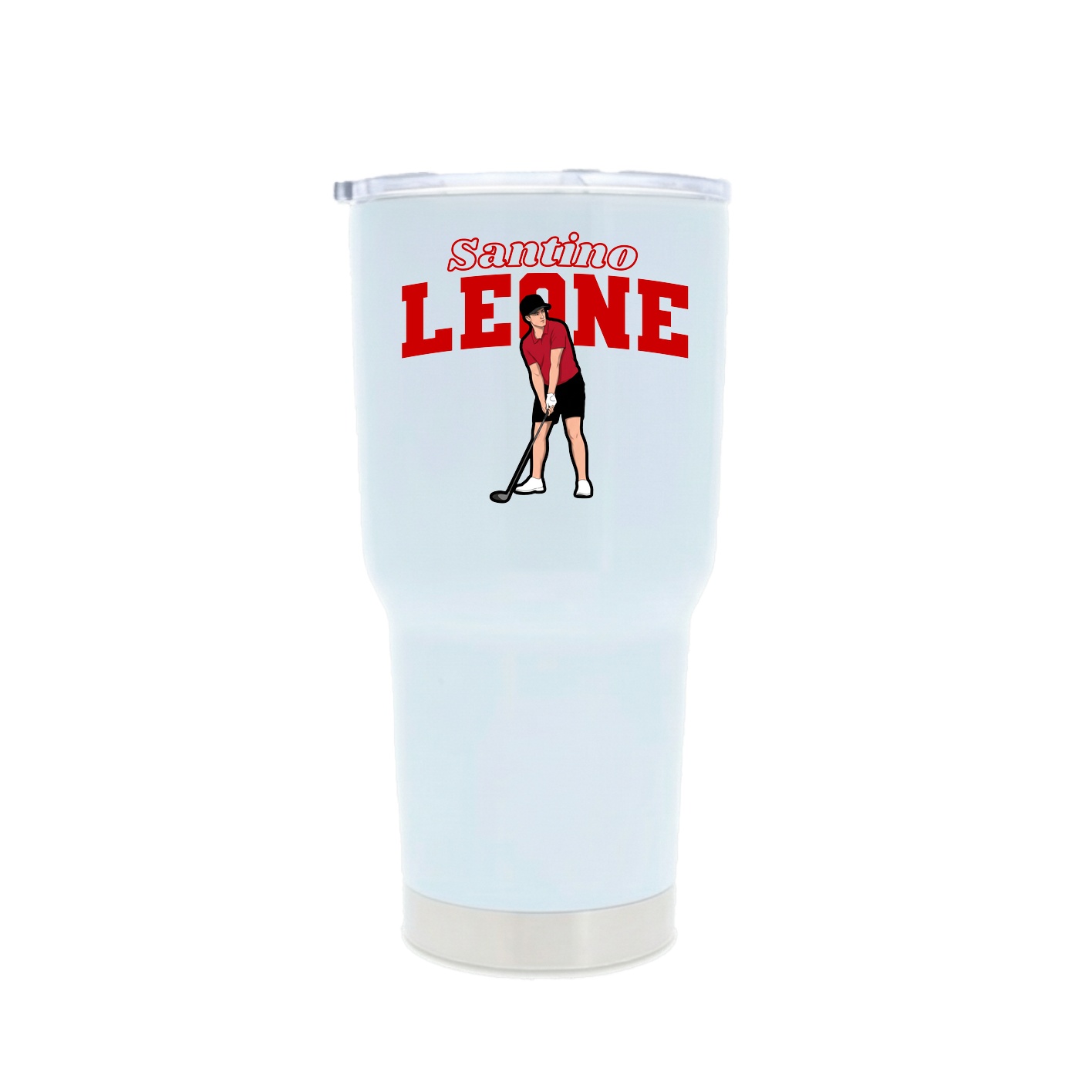 30oz Stainless Steel Tumbler — Name Arch in White