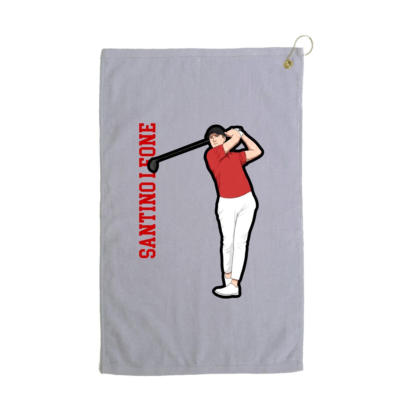 Golf Towel — Name Vertical in Grey