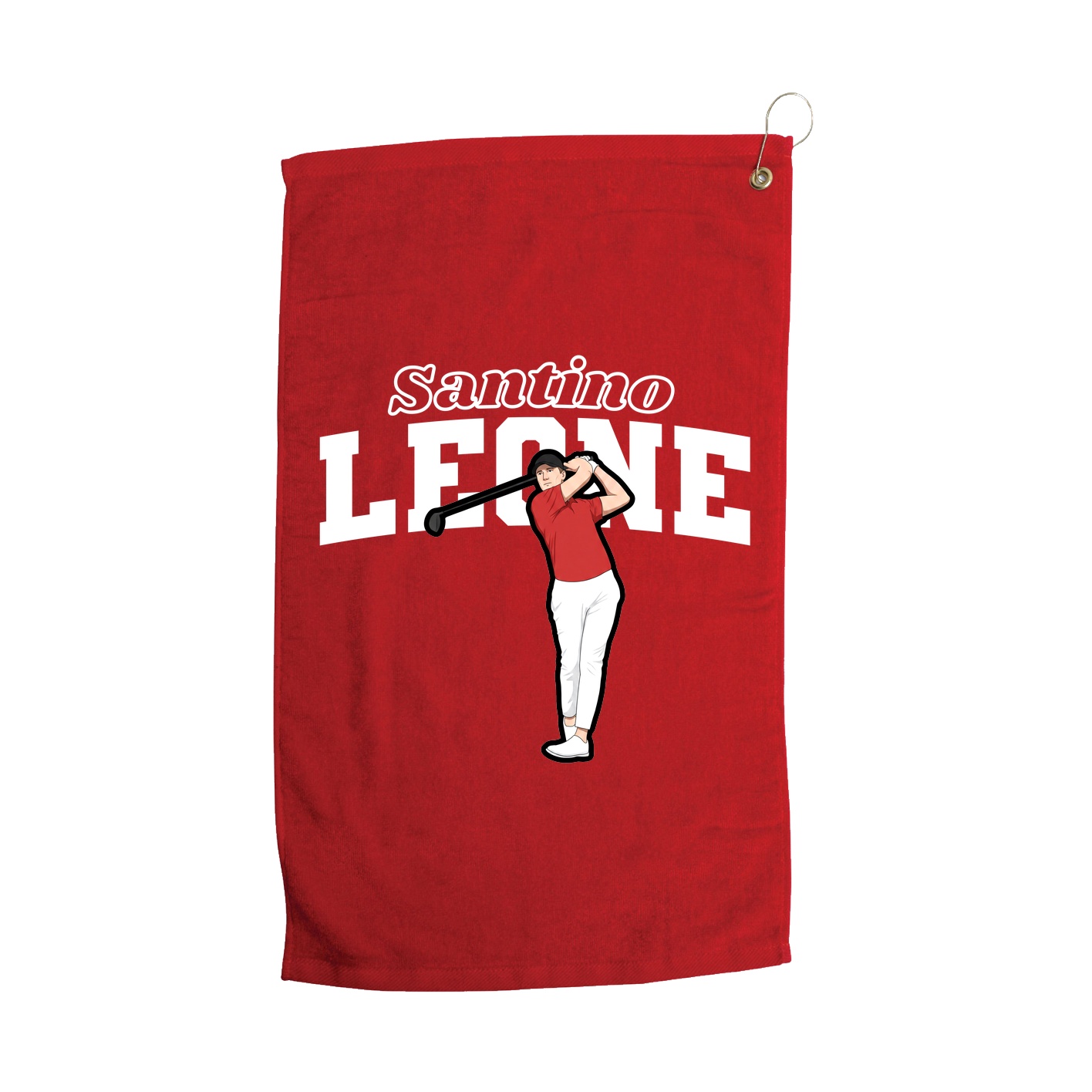 Golf Towel — Name Arch in Red