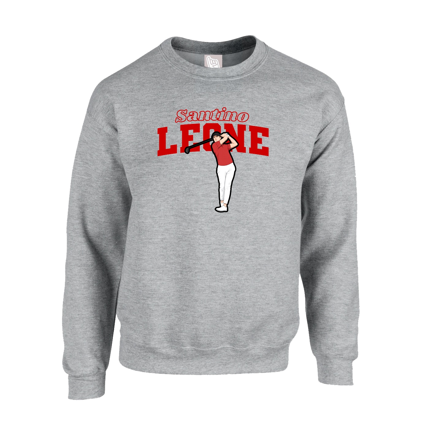 Fleece Crew — Name Arch in Grey