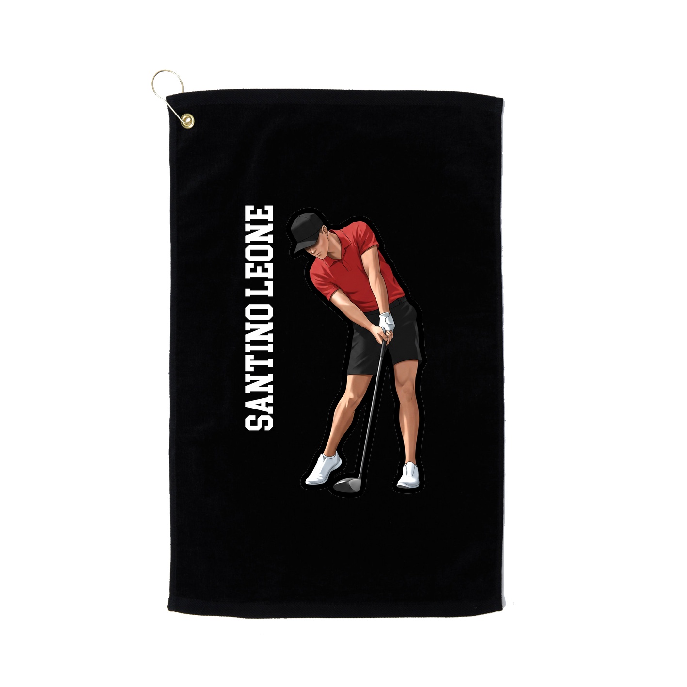 Golf Towel — Name Vertical in Black