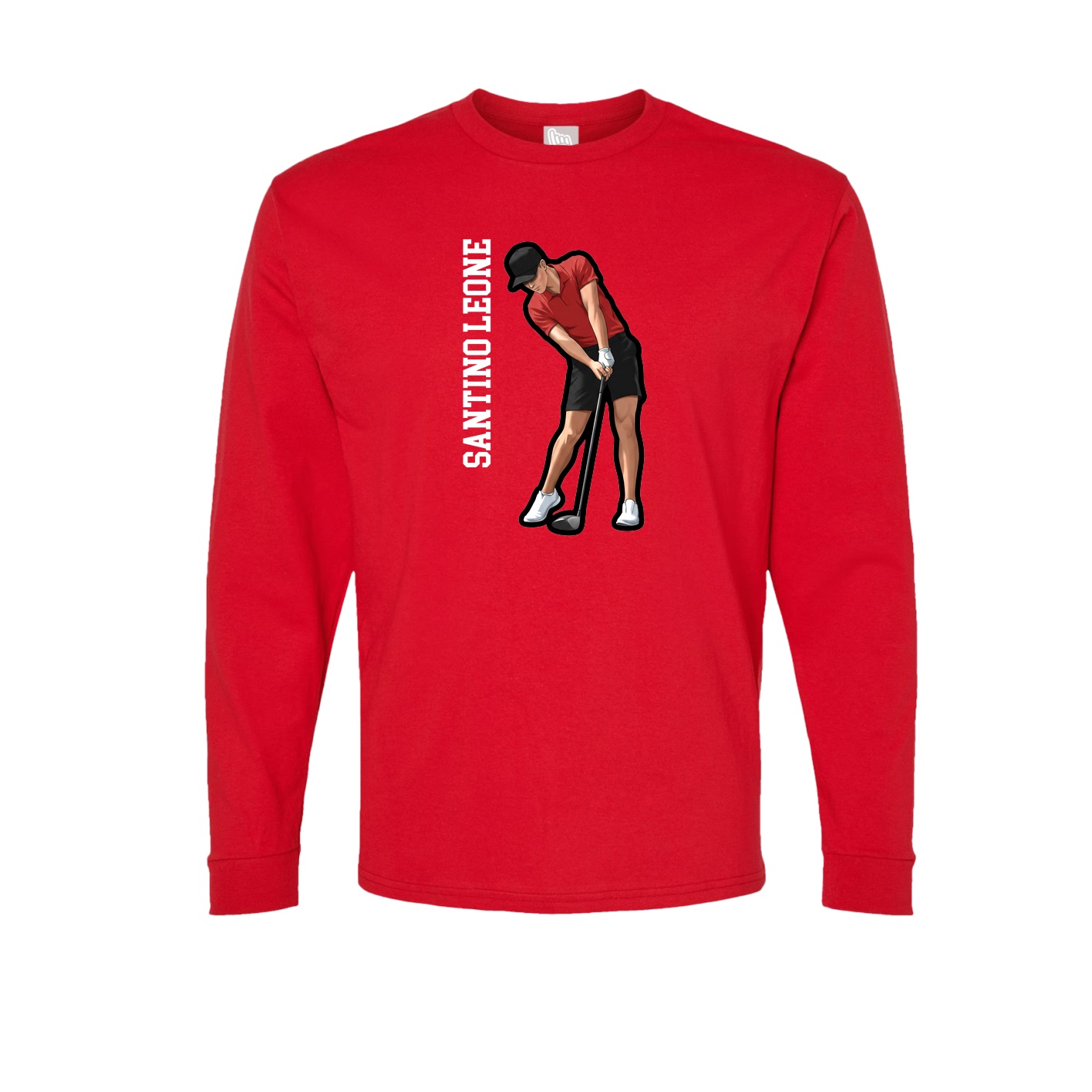 Long Sleeve Tee — Name Vertical in Red