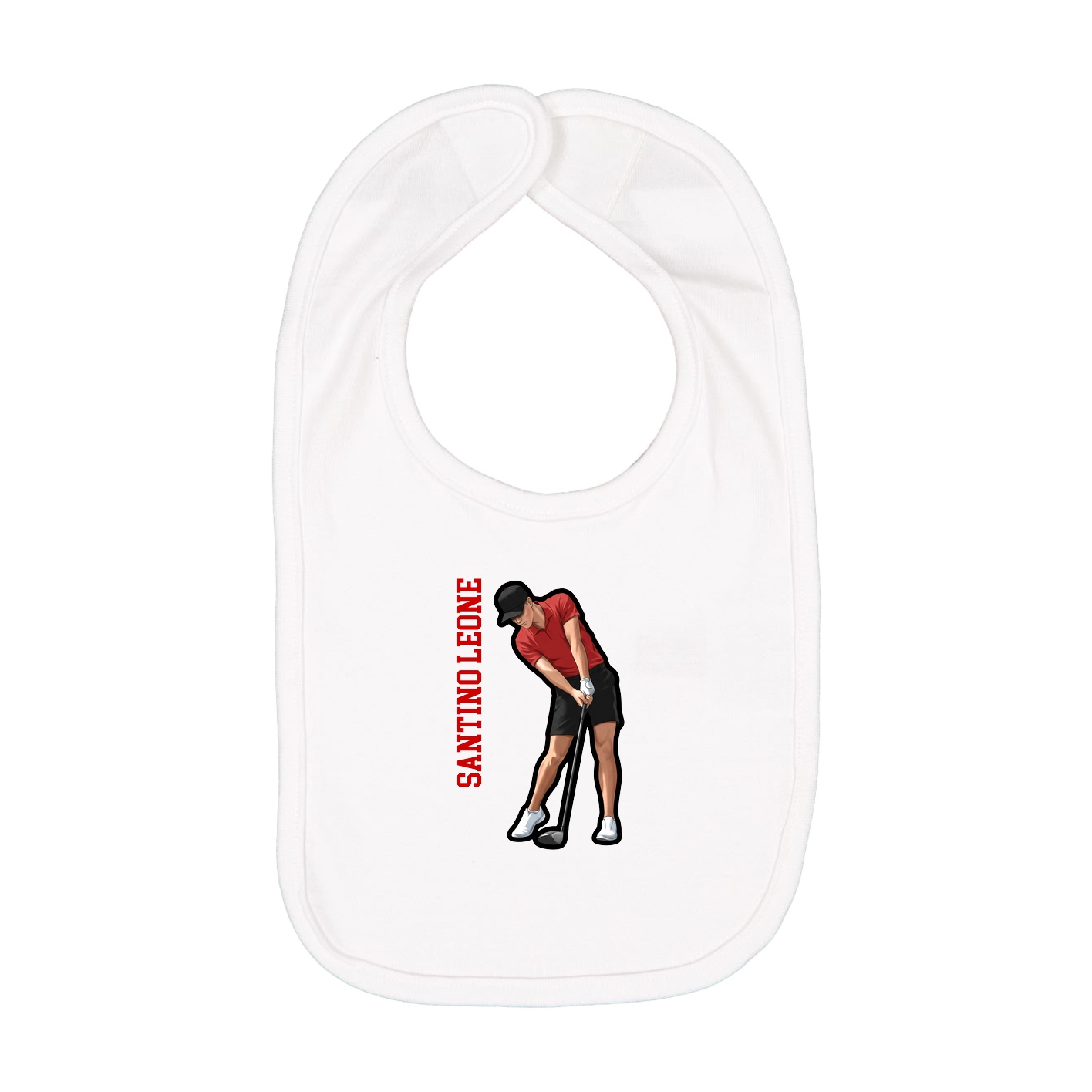 Infant Bib — Name Vertical in White