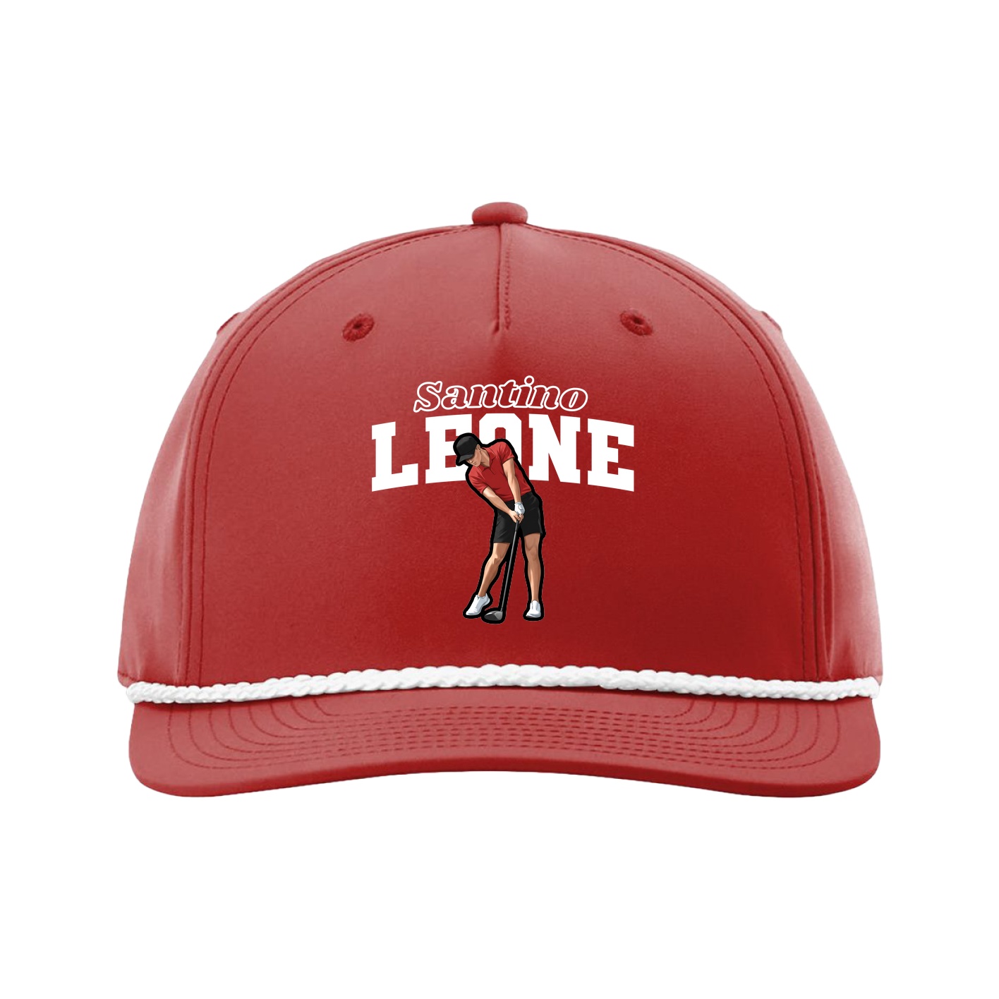 Five-Panel Classic Rope Cap — Name Arch in Red