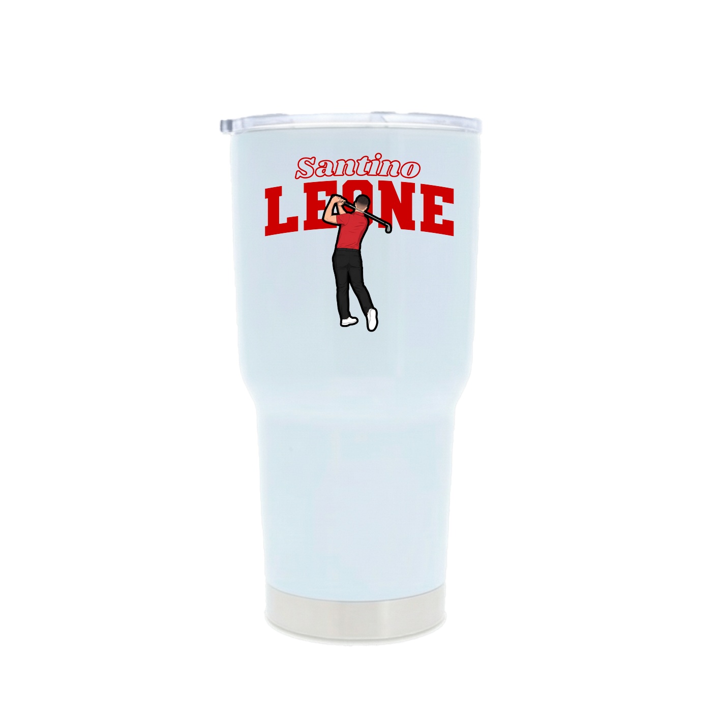30oz Stainless Steel Tumbler — Name Arch in White