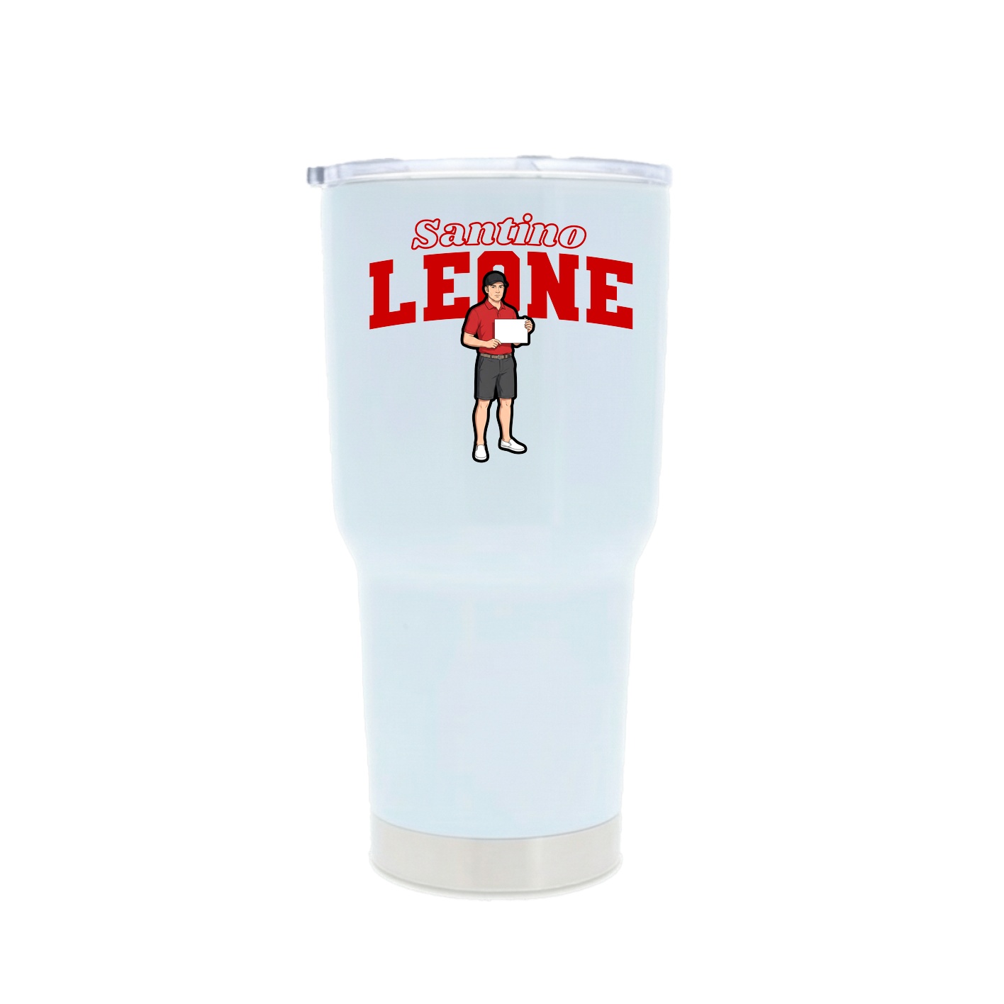 30oz Stainless Steel Tumbler — Name Arch in White
