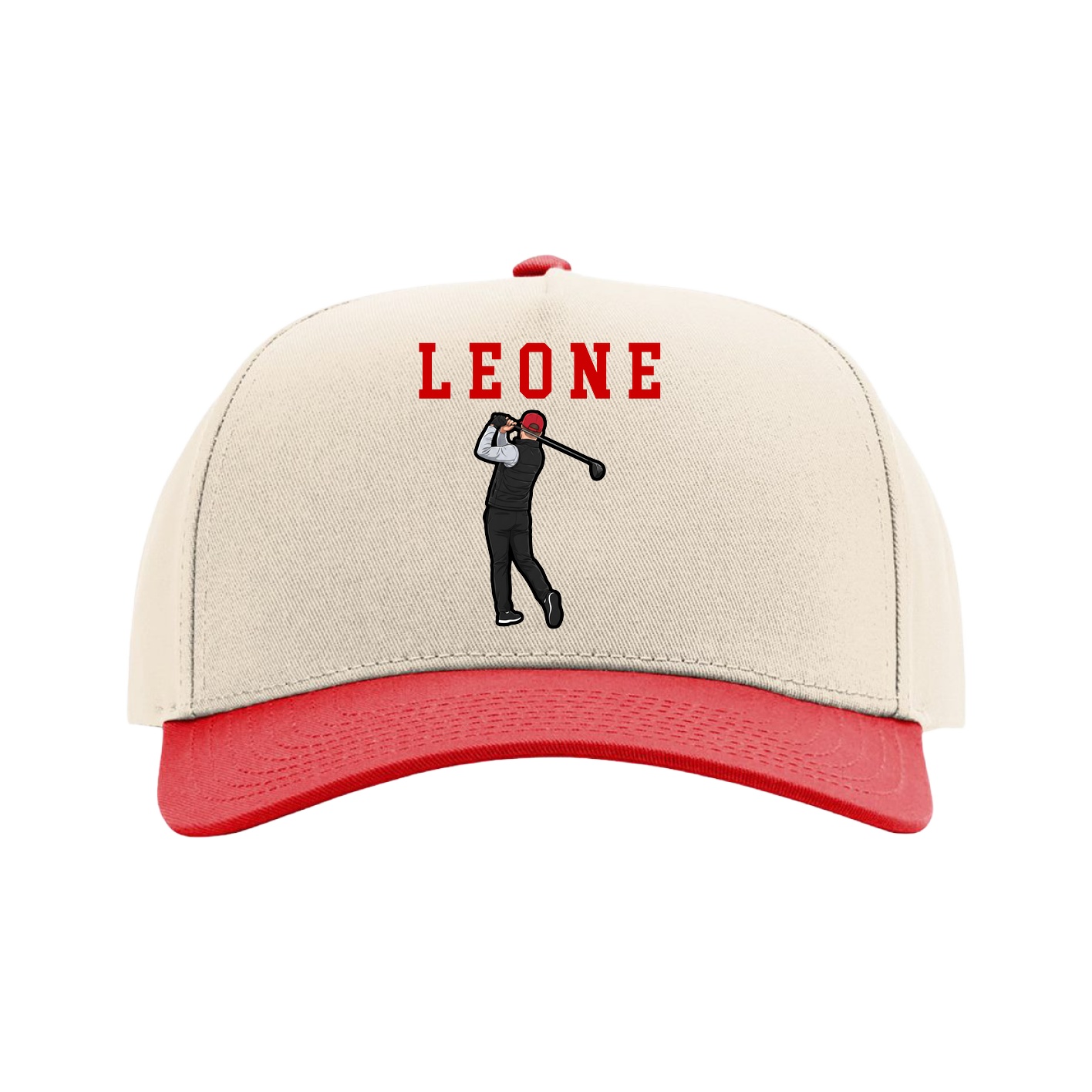 Full Fabric Five-Panel Champ Cap — Shirsey in Cream/Red