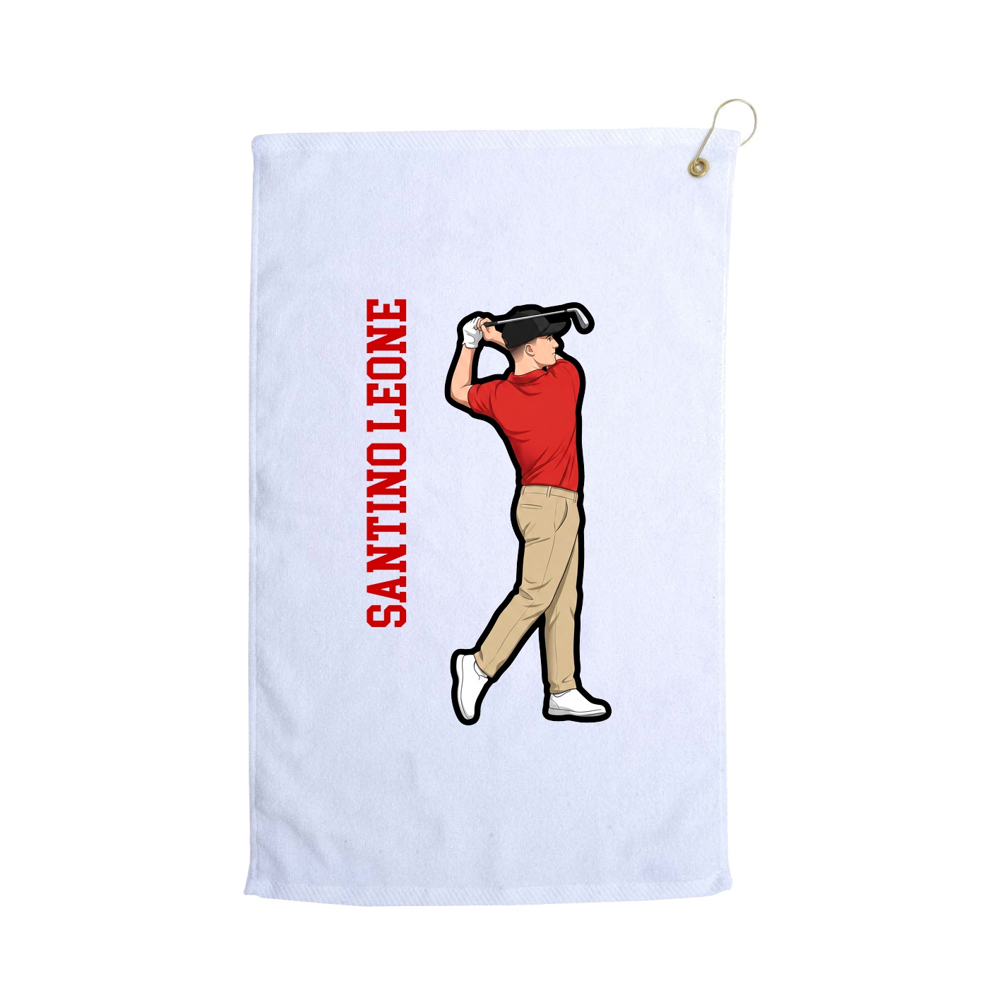 Golf Towel — Name Vertical in White