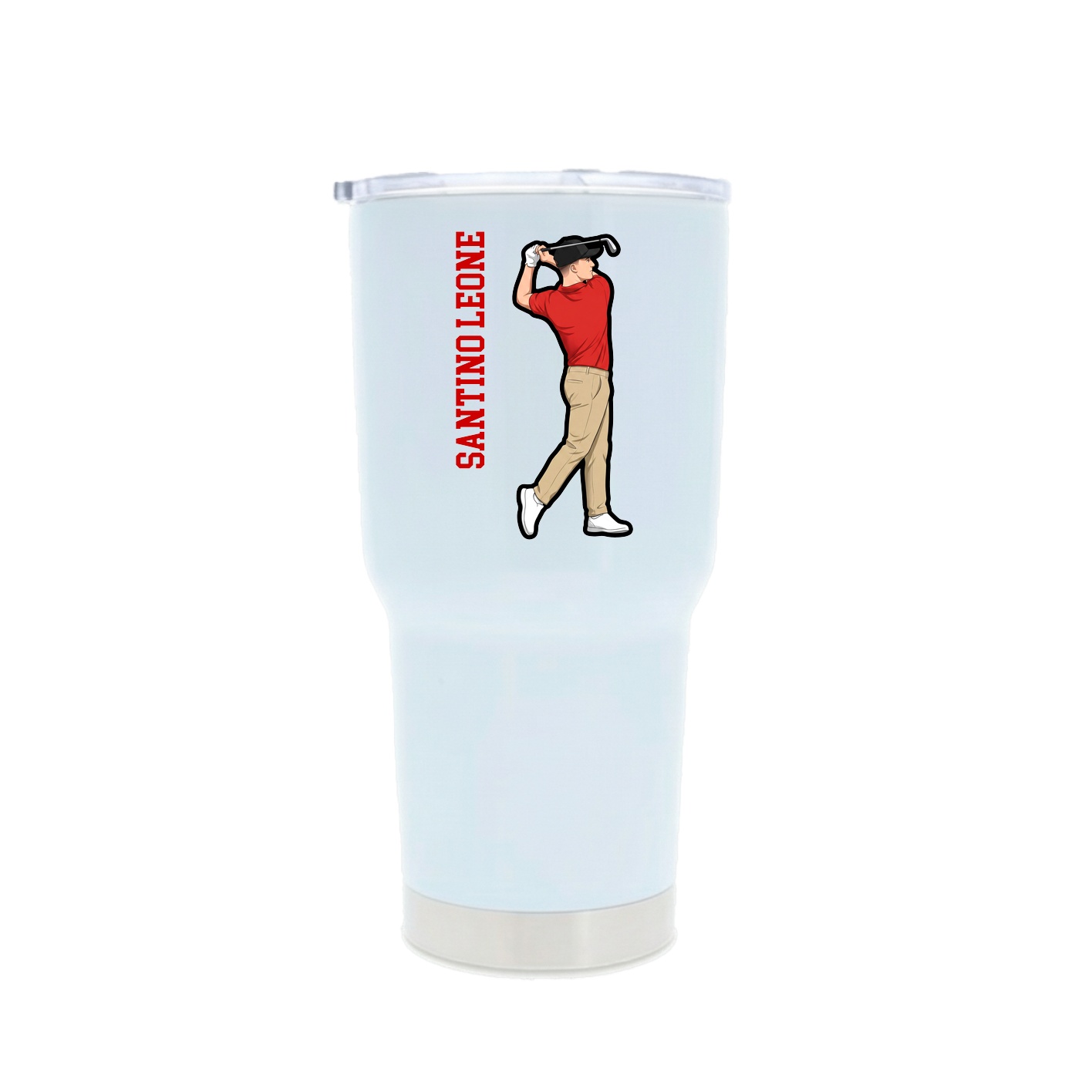 30oz Stainless Steel Tumbler — Name Vertical in White
