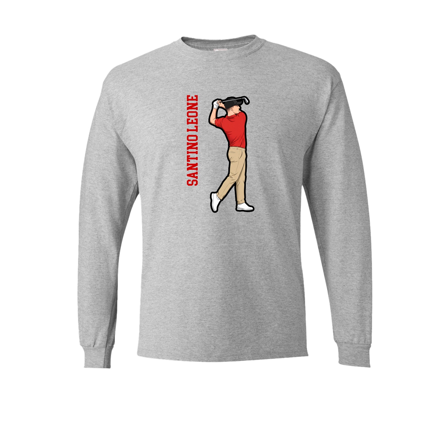 Long Sleeve Tee — Name Vertical in Grey