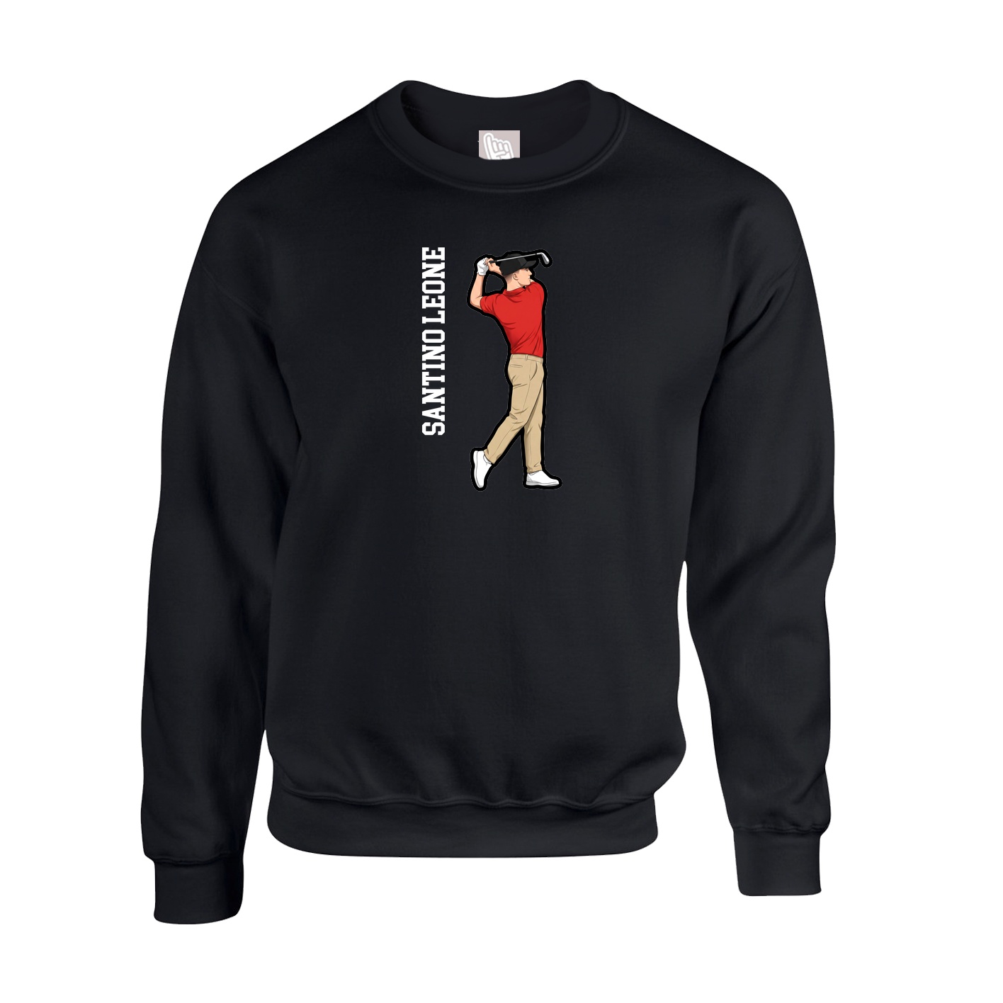 Fleece Crew — Name Vertical in Black