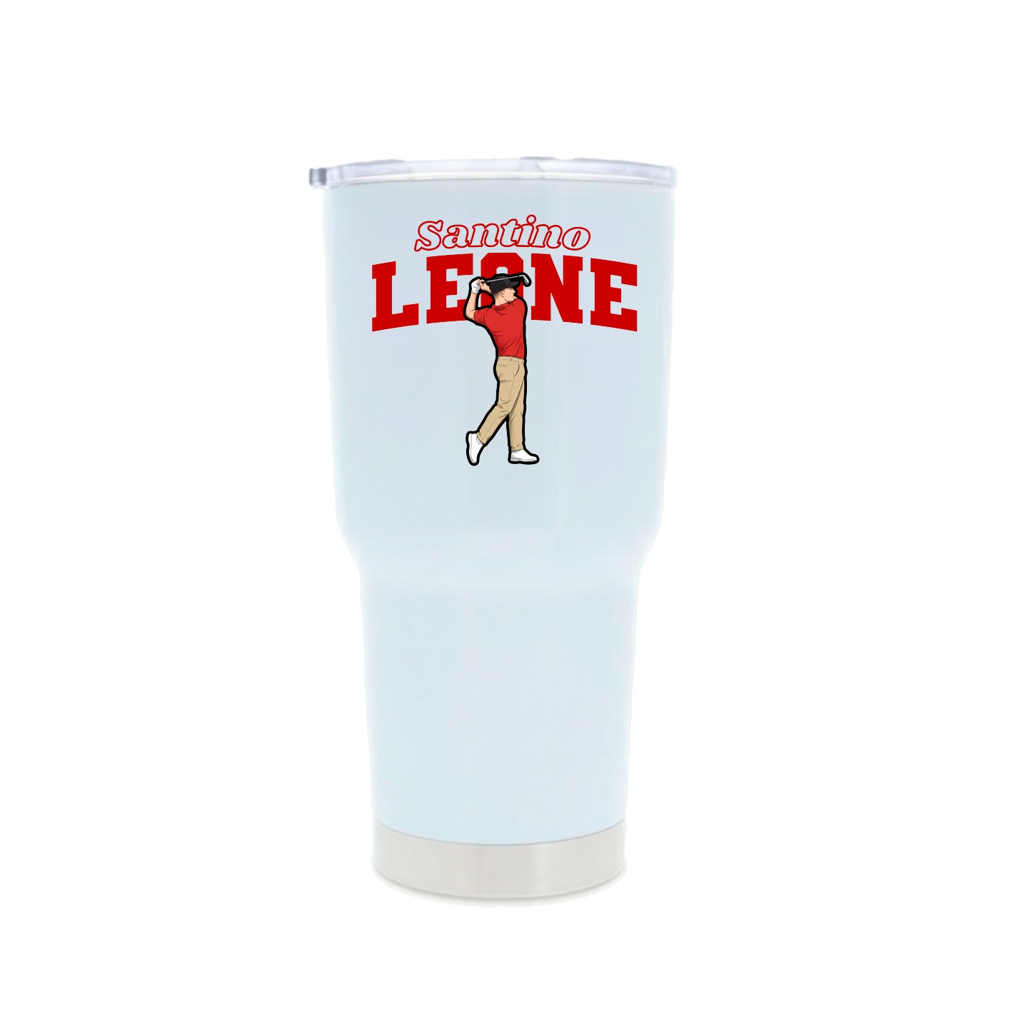 30oz Stainless Steel Tumbler — Name Arch in White