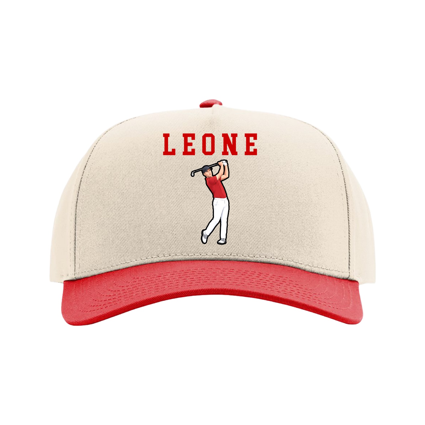 Full Fabric Five-Panel Champ Cap — Shirsey in Cream/Red