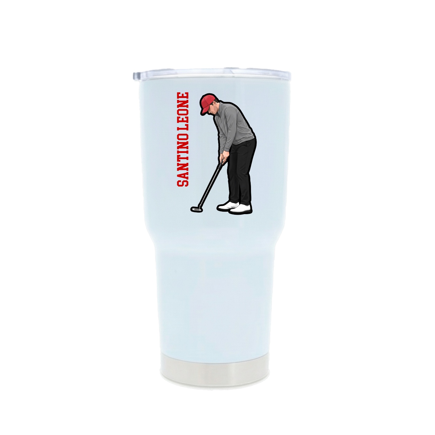 30oz Stainless Steel Tumbler — Name Vertical in White