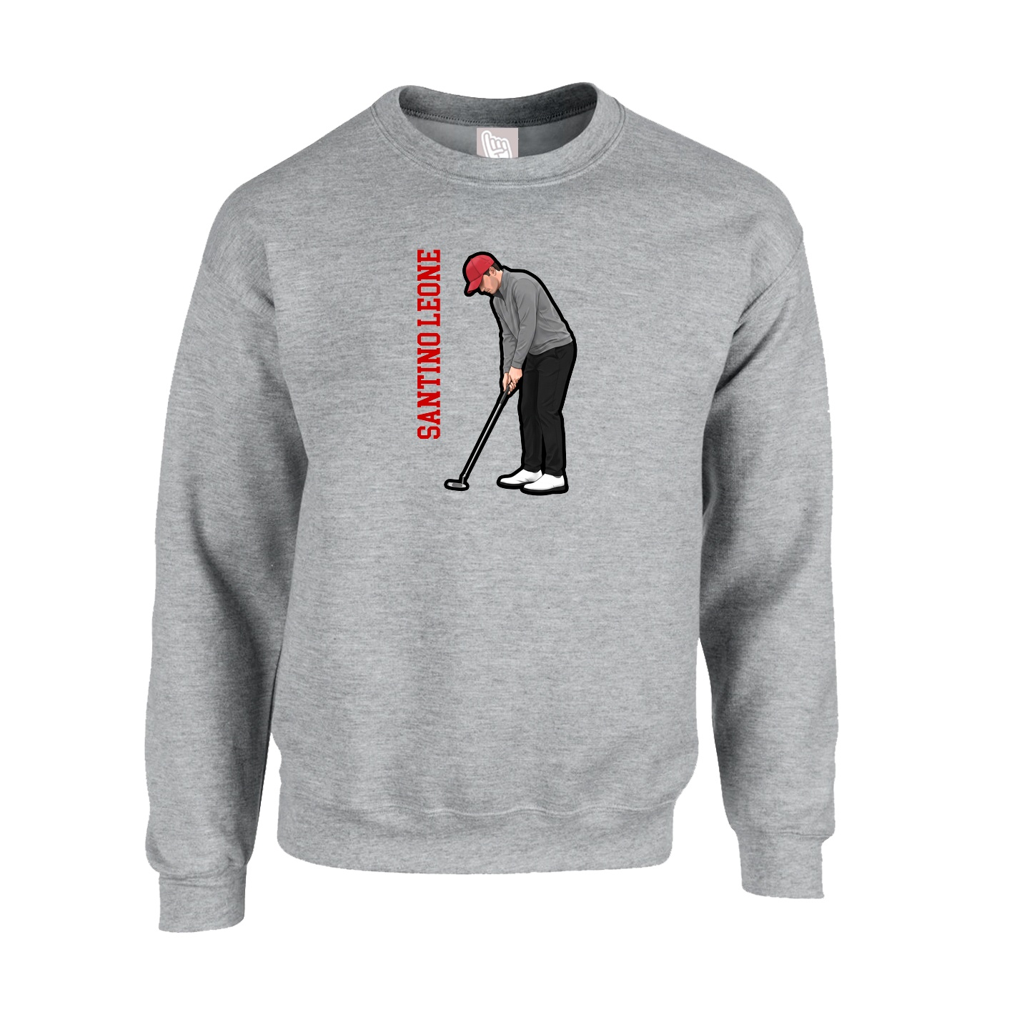 Fleece Crew — Name Vertical in Grey