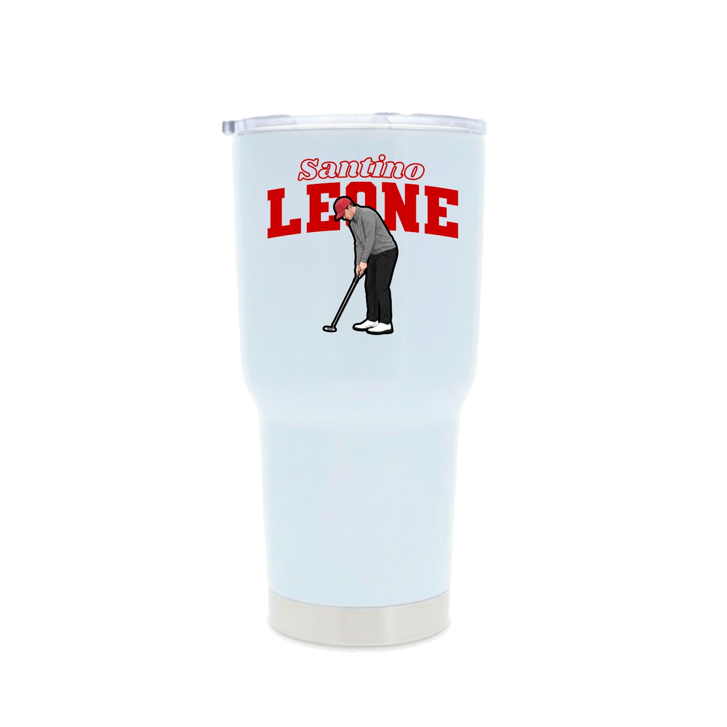30oz Stainless Steel Tumbler — Name Arch in White