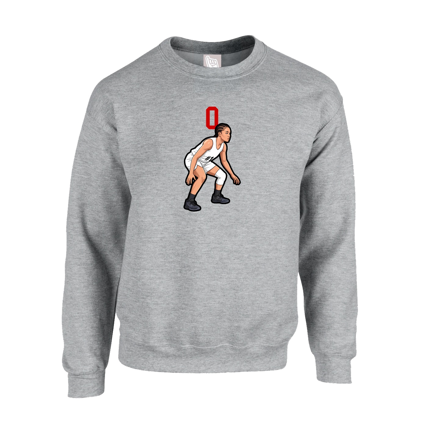 Fleece Crew — Number Top in Grey
