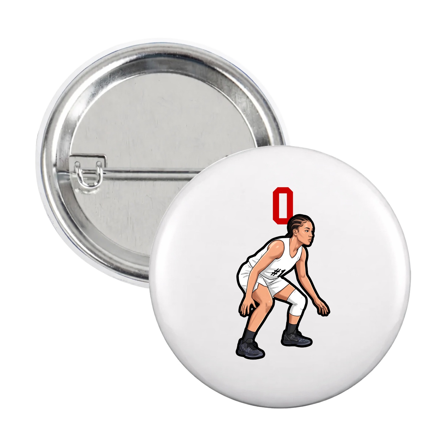 Game Day Button — Number Top in White