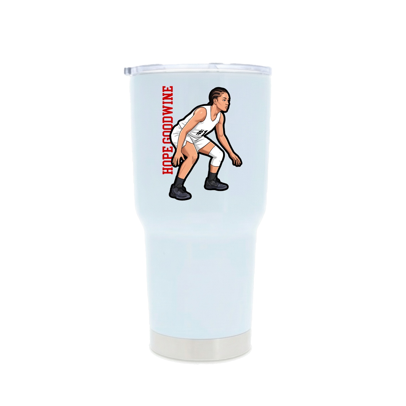 30oz Stainless Steel Tumbler — Name Vertical in White
