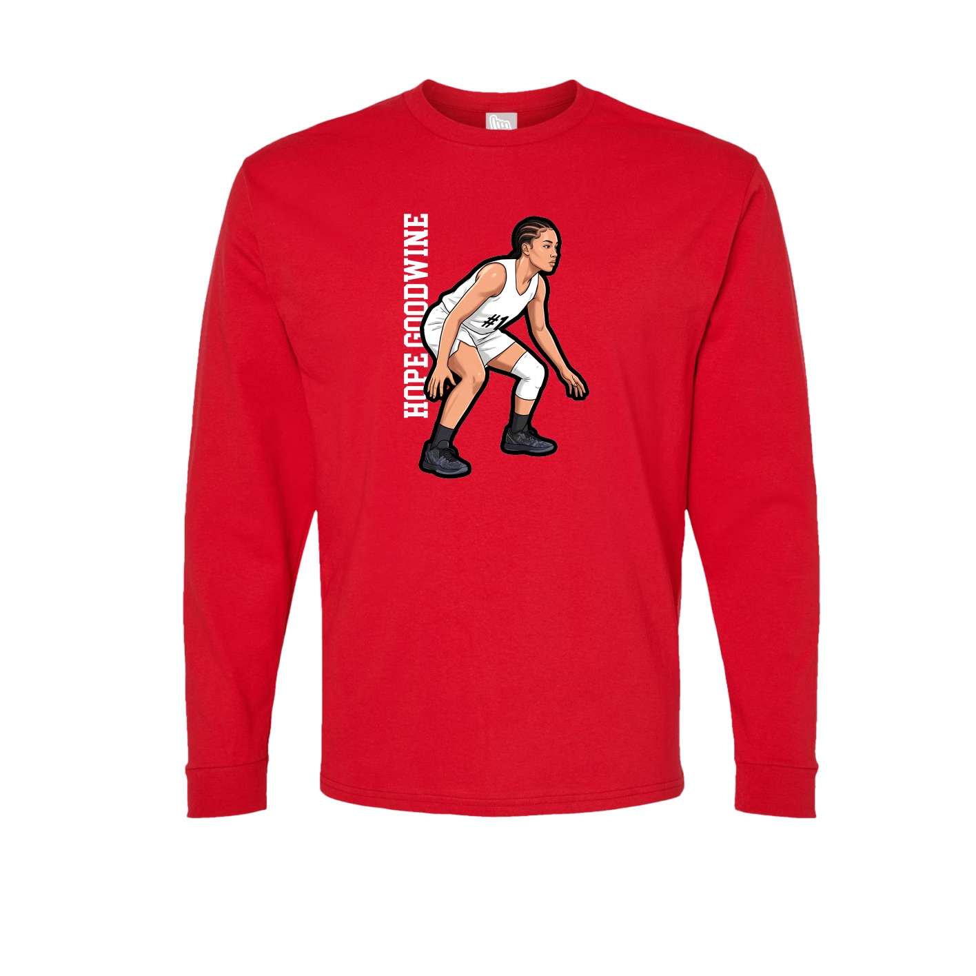 Long Sleeve Tee — Name Vertical in Red
