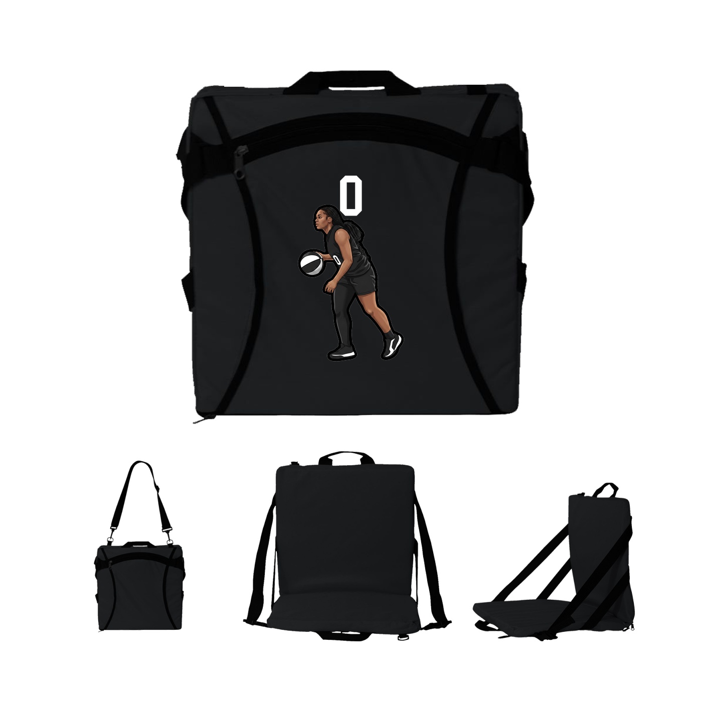 Folding Stadium Seat — Number Top in Black