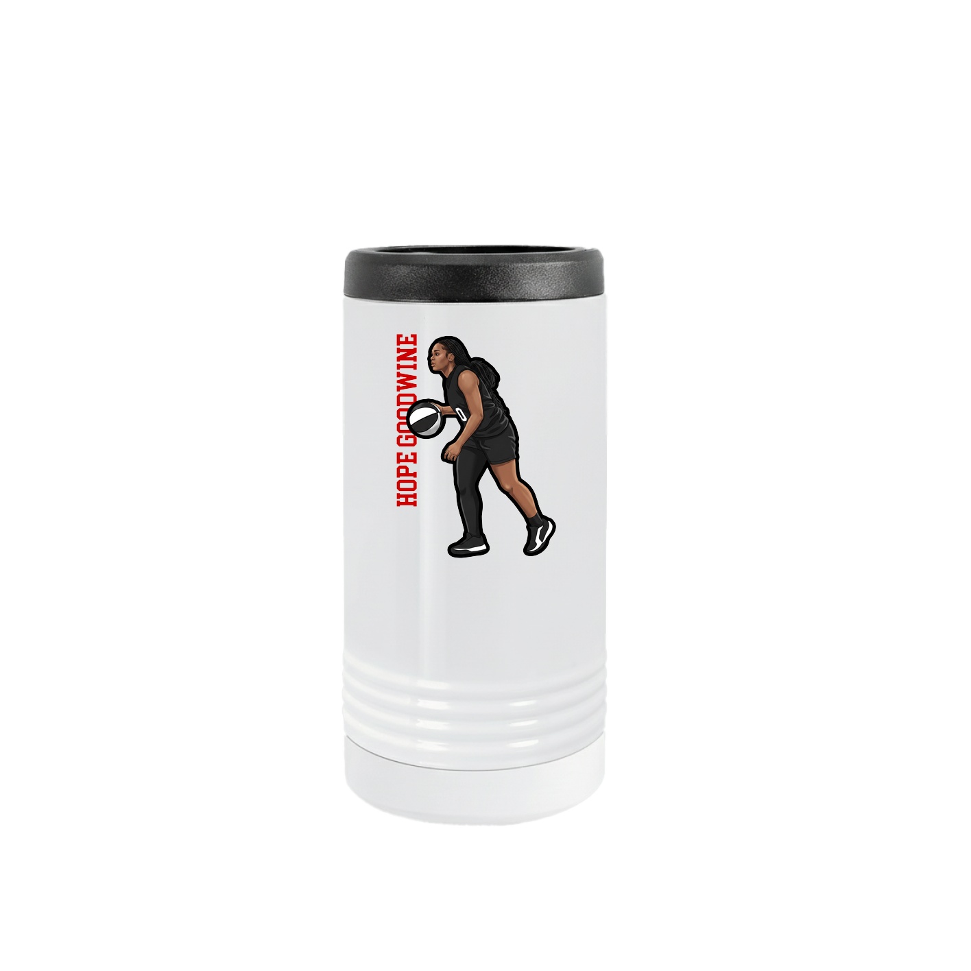 Slim Beverage Holder — Name Vertical in White