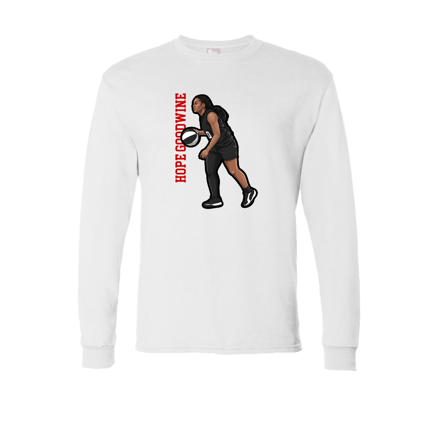 Long Sleeve Tee — Name Vertical in White