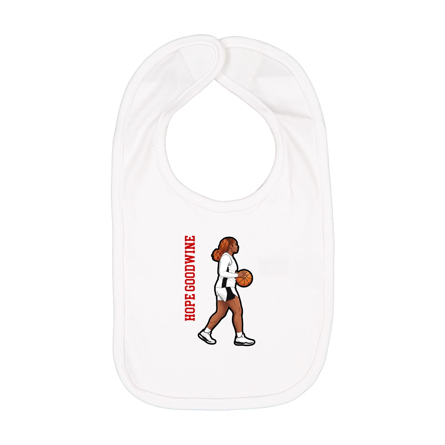 Infant Bib — Name Vertical in White